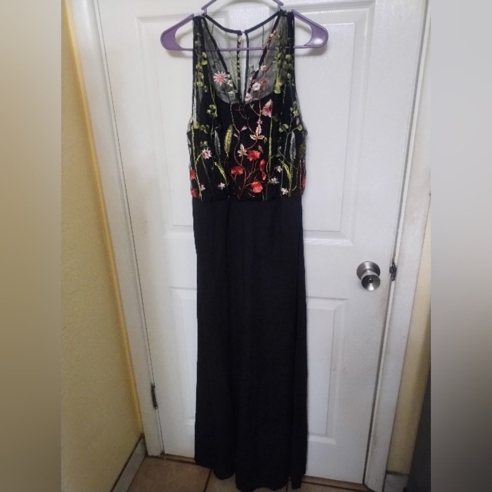 Floral and black jumpsuit